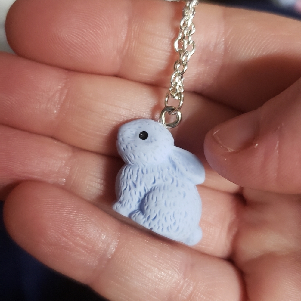Brand new light blue small bunny rabbit necklace.